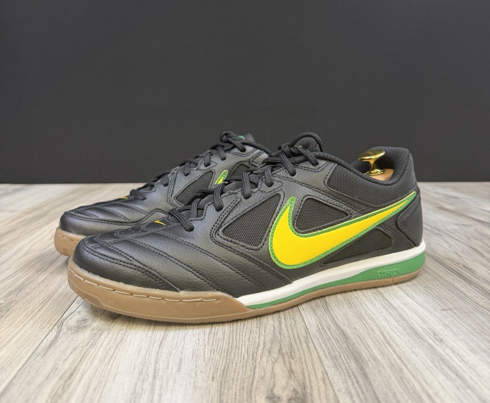 Nike Gato Brasil Black Varsity Maize Green Gum Indoor Soccer Mens 10.5 NEW